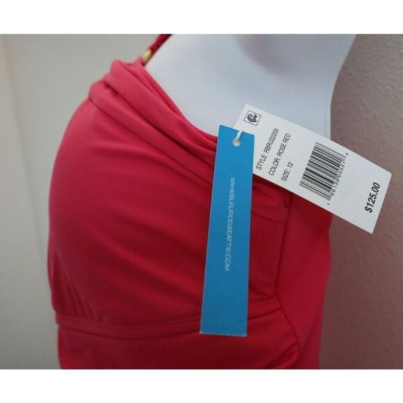 Blue Rod Beattie RBRU22209 Sz 12 Rose Red Ring Me Up Halter 1-Pc Swimsuit $125 - Picture 10 of 11